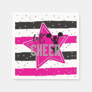 Cheerleading Pink Silber Schwarz Cheer Geburtstag Serviette