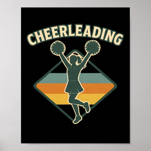 Cheerleading Retro Vintage Silhouette Poster (Vorne)