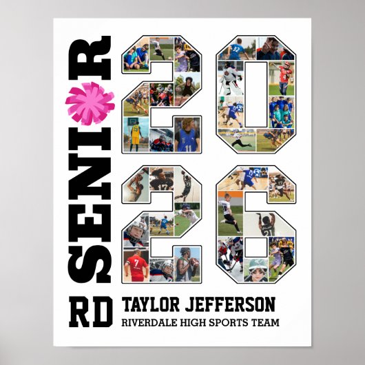 Cheerleading-Team Senior 2026 Sportfoto-Collage Poster (Vorne)