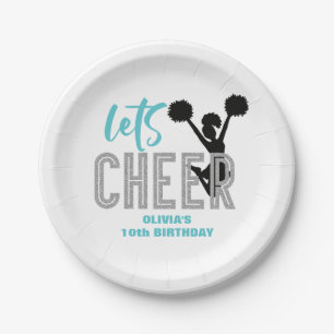 Cheerleading Türkis Silber Schwarz Cheer Geburtsta Pappteller