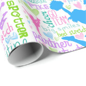 Cheerleading Wort-Pastelltypographie Geschenkpapier (Rolleneckpunkt)