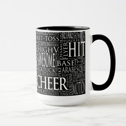 Cheerleading Wort-Wolken-Tasse in Schwarzweiss Tasse (Rechts)