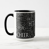 Cheerleading Wort-Wolken-Tasse in Schwarzweiss Tasse (Links)