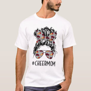 CheerMom Cheer Mama Cheerleader Mama Messy Bun Mot T-Shirt