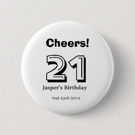 Cheers 21 birthday bold letter name boy man gifts  button
