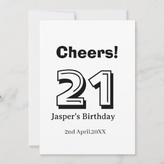 Cheers 21 birthday bold letter name boy man gifts  einladung