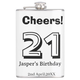 Cheers 21 birthday bold letter name boy man gifts  flachmann