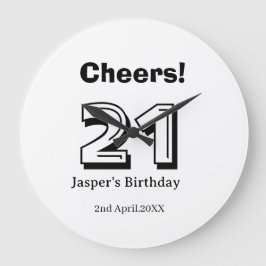 Cheers 21 birthday bold letter name boy man gifts  große wanduhr