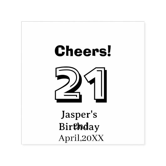Cheers 21 birthday bold letter name boy man gifts permastempel (Design)