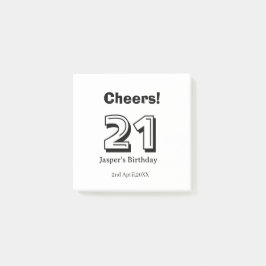 Cheers 21 birthday bold letter name boy man gifts  post-it klebezettel