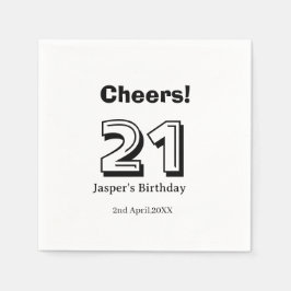 Cheers 21 birthday bold letter name boy man gifts  serviette