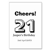 Cheers 21 birthday bold letter name boy man gifts tischnummer (Rückseite)