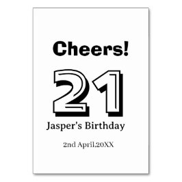 Cheers 21 birthday bold letter name boy man gifts  tischnummer