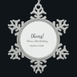 Cheers 21. Geburtstag hinzufügen Namensdatum einfa Schneeflocken Zinn-Ornament<br><div class="desc">Entwurf</div>