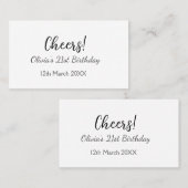 Cheers 21. Geburtstag hinzufügen Namensdatum einfa Visitenkarte (Vorne/Hinten)