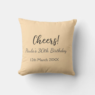 Cheers 30. Geburtstag Name Datum einfach minimal  Kissen
