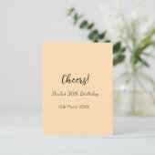 Cheers 30. Geburtstag Name Datum einfach minimal  Postkarte (Stehend Vorderseite)
