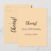 Cheers 30. Geburtstag Name Datum einfach minimal  Postkarte (Vorne/Hinten)