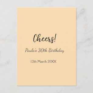 Cheers 30. Geburtstag Name Datum einfach minimal Postkarte