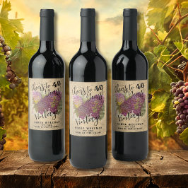 Cheers 40. Geburtstag Weinberg Land Custom Weinetikett