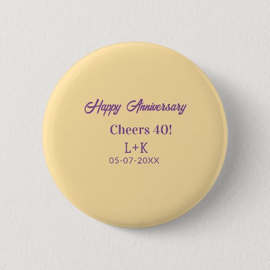 Cheers 40 happy anniversary purple orange pastel n button (Vorderseite)