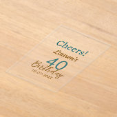 Cheers 40th birthday name date brown turquoise sim acryleinladungen (Ablage )