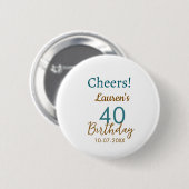 Cheers 40th birthday name date brown turquoise sim button (Vorne & Hinten)