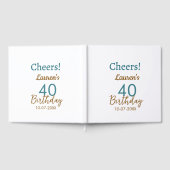 Cheers 40th birthday name date brown turquoise sim gästebuch (Voll)