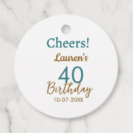 Cheers 40th birthday name date brown turquoise sim geschenkanhänger