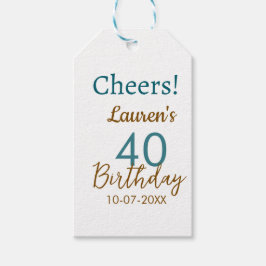 Cheers 40th birthday name date brown turquoise sim geschenkanhänger