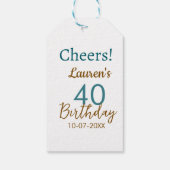 Cheers 40th birthday name date brown turquoise sim geschenkanhänger (Rückseite)