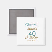 Cheers 40th birthday name date brown turquoise sim magnet (Vorderseite/Rückseite)