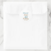 Cheers 40th birthday name date brown turquoise sim runder aufkleber (Tasche)