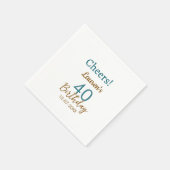 Cheers 40th birthday name date brown turquoise sim serviette (Ecke)
