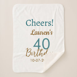 Cheers 40th birthday name date brown turquoise sim sherpadecke