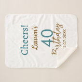 Cheers 40th birthday name date brown turquoise sim sherpadecke (Vorderseite (Horizontal))