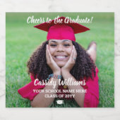 Cheers Abschluss 1 Foto Elegantes, weißes Script Bierflaschenetikett (Einzelnes Label)