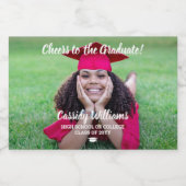 Cheers Abschluss 1 Foto White Script Mini Split Schaumweinetikett (Einzelnes Label)