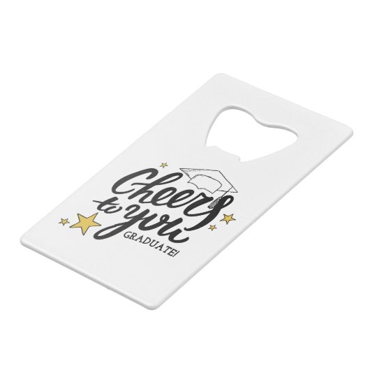 Cheers Abschluss Graphics Best Graduation Party Geldbeutel Flaschenöffner (Vorderseite Schrägansicht)