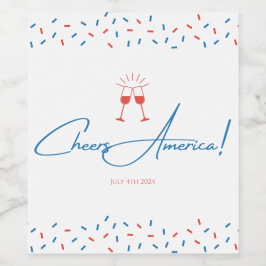 Cheers America! - 4. Juli Weinetikett (Einzelnes Label)