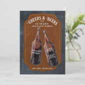 Cheers and Beers 40th Beer Birthday Party Einladung (Stehend Vorderseite)