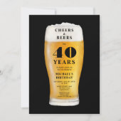 Cheers And Beers 40th Birthday Einladung (Vorderseite)
