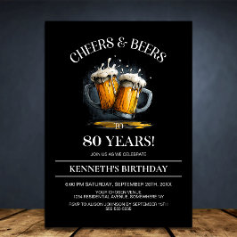 Cheers and Beers 80th Birthday Party Einladung