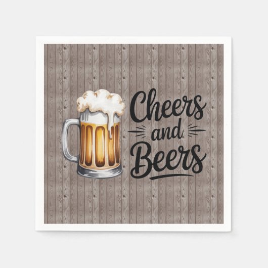 Cheers and Beers Adult Birthday Party  Serviette (Vorderseite)