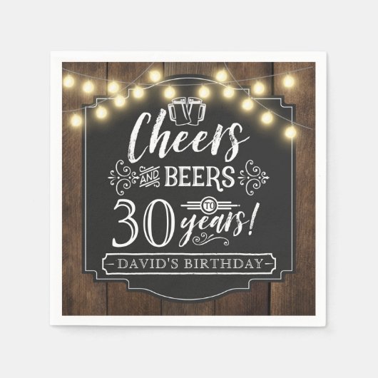 Cheers and Beers Birthday Party Decor Napkins Serviette (Vorderseite)