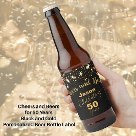 Cheers and Beers for 50 Years Black and Gold Bierflaschenetikett