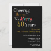 Cheers and Beers Merry 40th Christmas Birthday Einladung (Vorderseite)