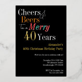 Cheers and Beers Merry 40th Christmas Birthday Folieneinladung (Vorderseite)