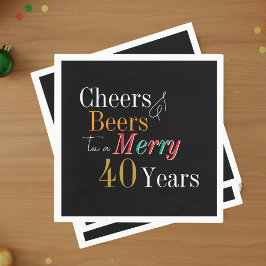 Cheers and Beers Merry 40th Christmas Birthday Serviette