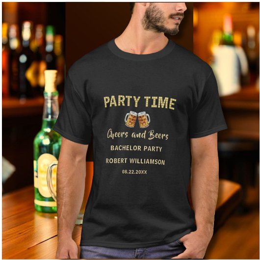 Cheers and Beers Personalisiert Bachelor Party T-Shirt